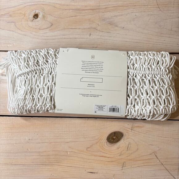 Threshold NWT 100% Cotton Macrame Table Runner 14"x72" White - Picture 4 of 4